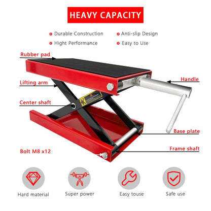 Motorcycle Bike ATV Wide Repair Deck Scissor Lift Jack Crank Hoist Stand 500kg